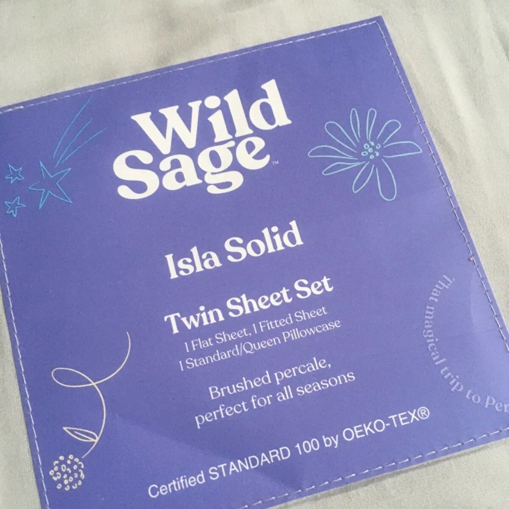 new Wild Sage Soft Cotton Percale 300 TC TWIN Sheet Set in LUNAR ROCK color